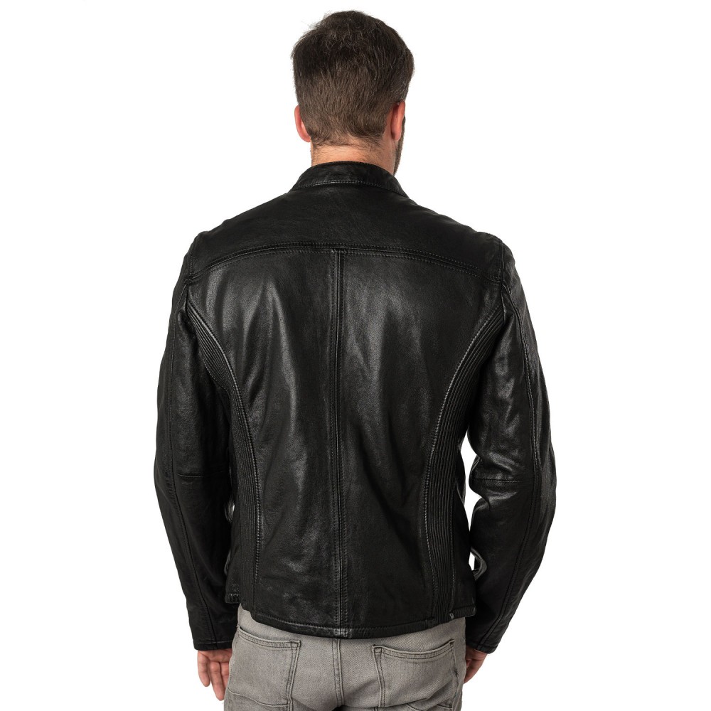 Geaca de Piele Barbati Mauritius Neagra MMNelsan