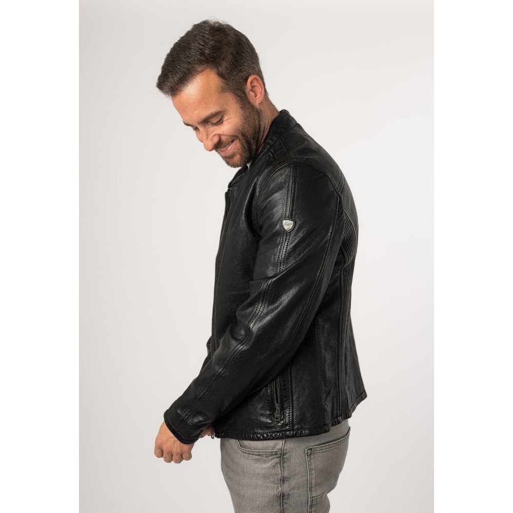 Geaca de Piele Barbati Mauritius Neagra MMNelsan - readytowear