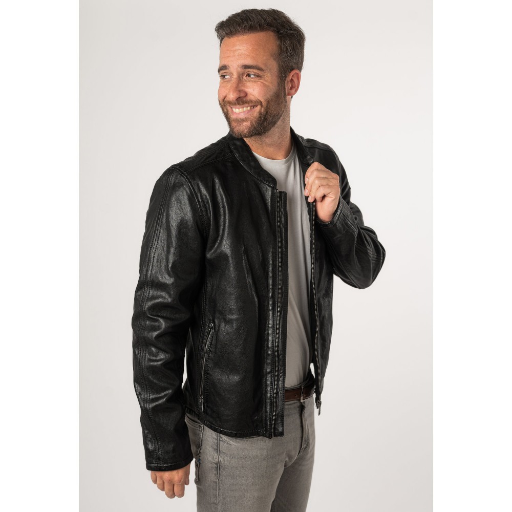 Geaca de Piele Barbati Mauritius Neagra MMNelsan - readytowear