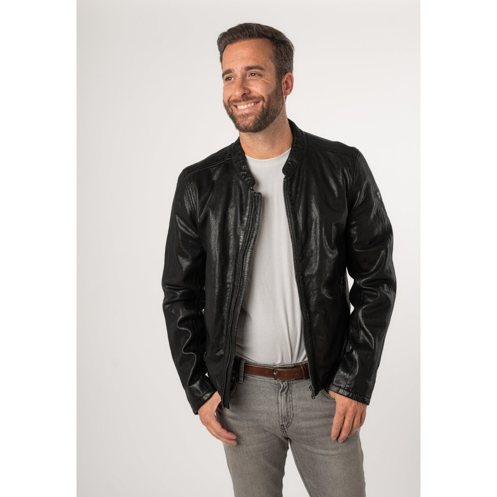 Geaca de Piele Barbati Mauritius Neagra MMNelsan - readytowear