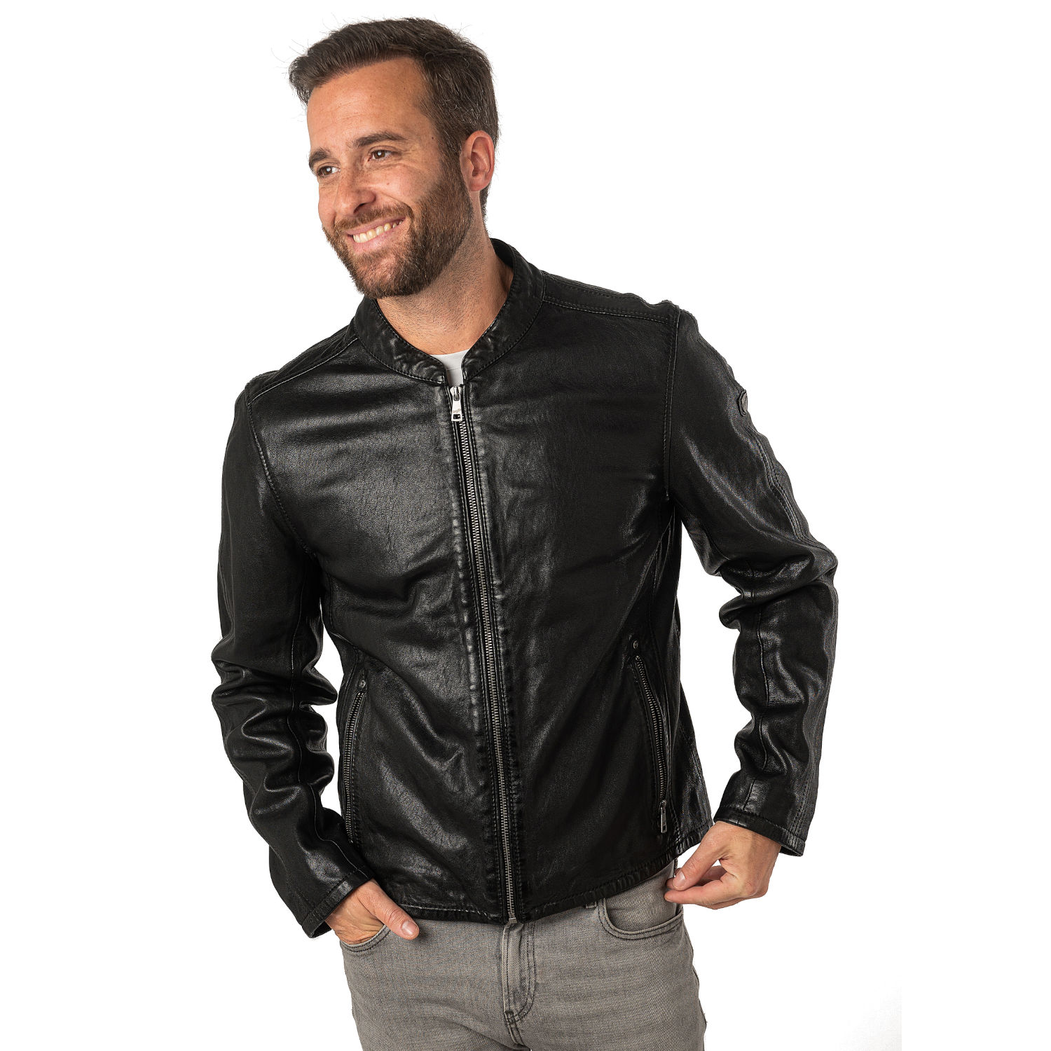 Geaca de Piele Barbati Mauritius Neagra MMNelsan – Geci de Piele