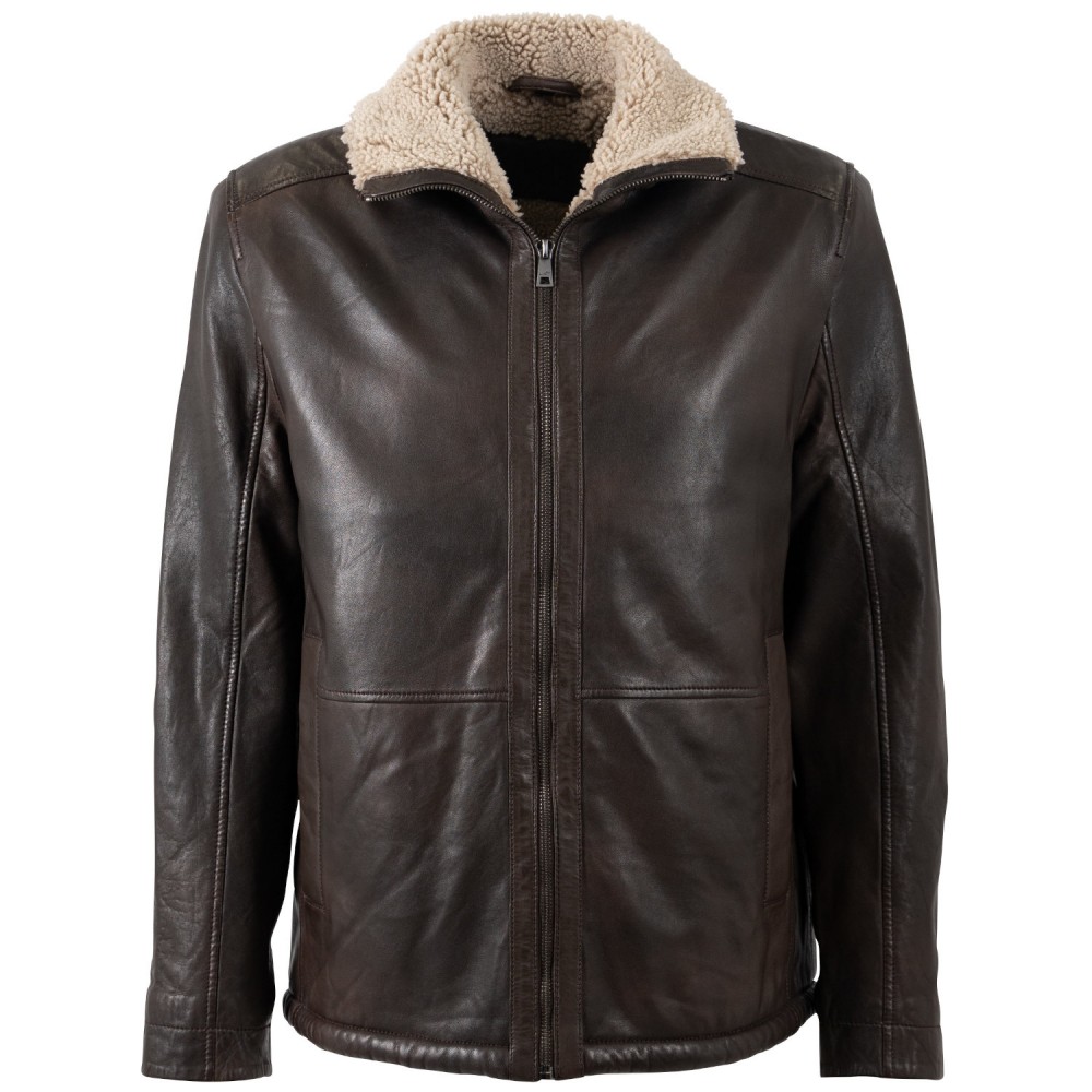 Geaca de Iarna din Piele Barbati Mauritius Maro Antic MMNuuko - readytowear
