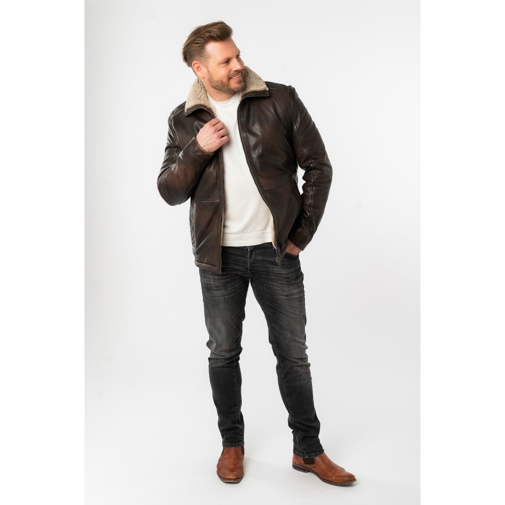 Geaca de Iarna din Piele Barbati Mauritius Maro Antic MMNuuko - readytowear