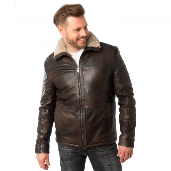 Geaca de Iarna din Piele Barbati Mauritius Maro Antic MMNuuko