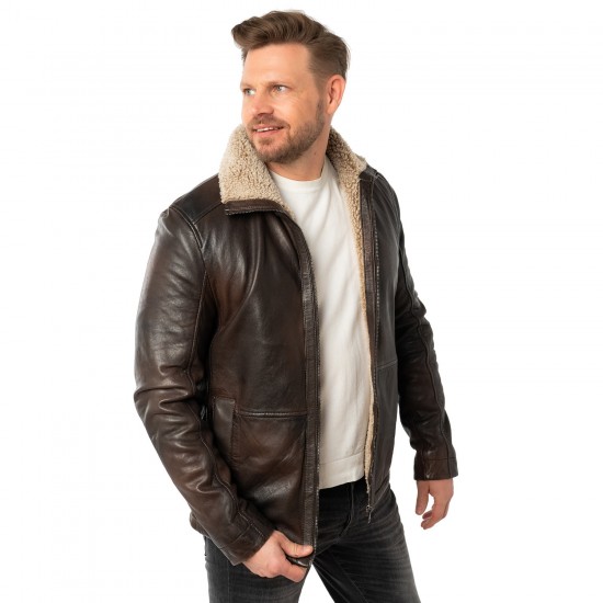 Geaca de Iarna din Piele Barbati Mauritius Maro Antic MMNuuko