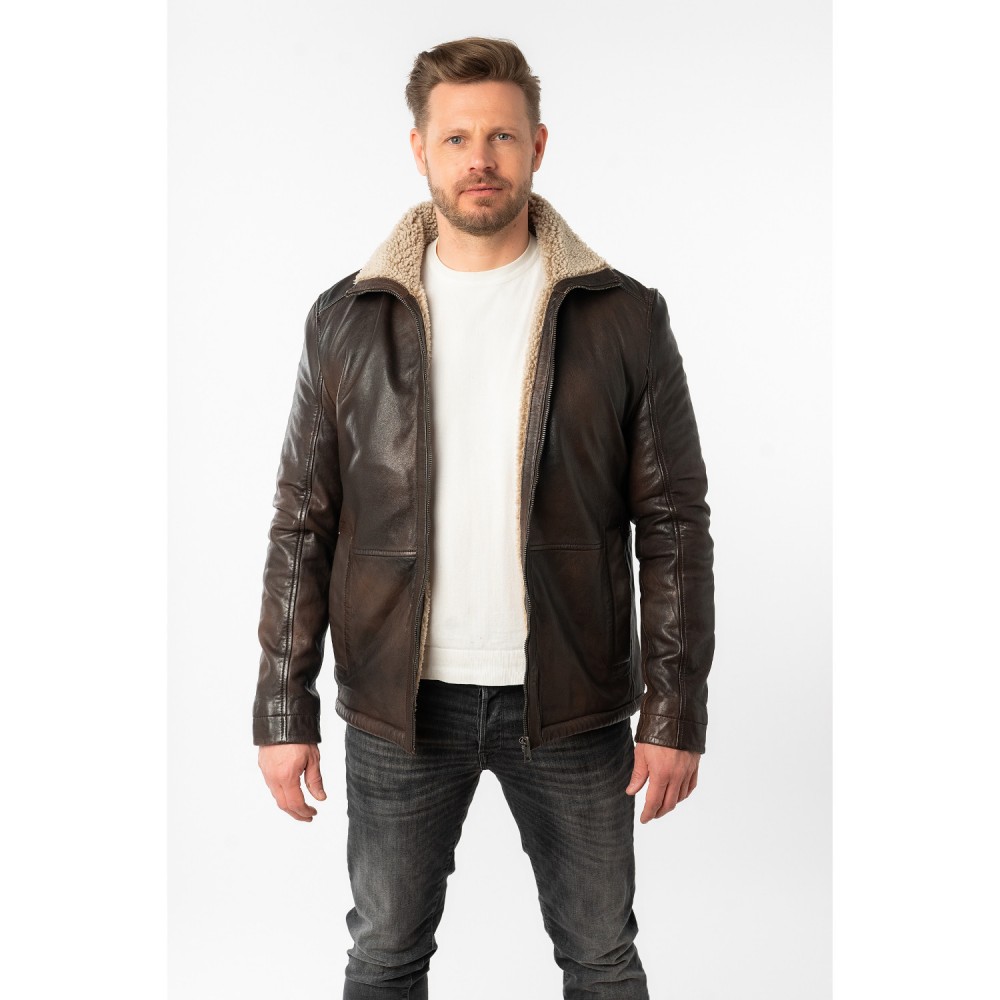 Geaca de Iarna din Piele Barbati Mauritius Maro Antic MMNuuko - readytowear