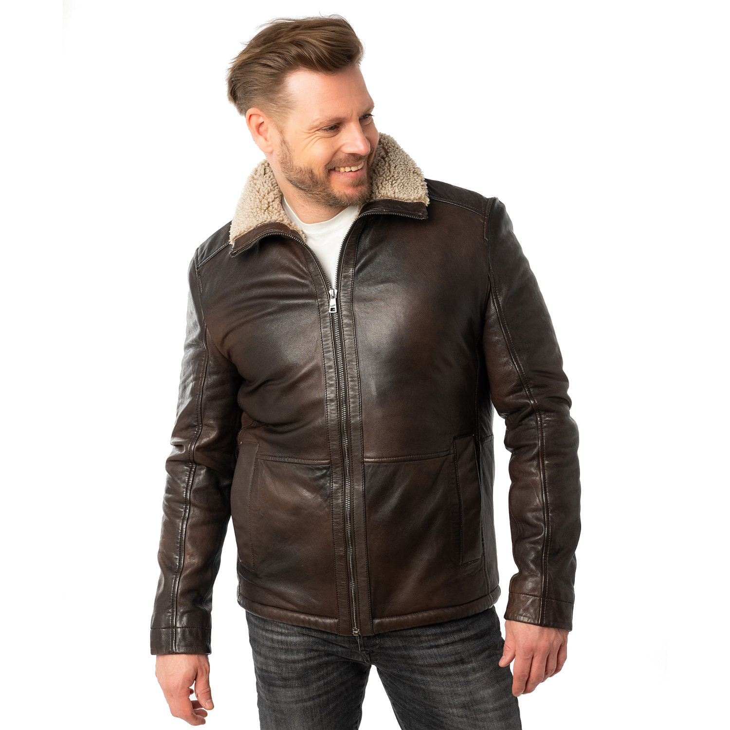 Geaca de Iarna Imblanita din Piele Barbati Mauritius Maro Antic MMNuuko – STOC