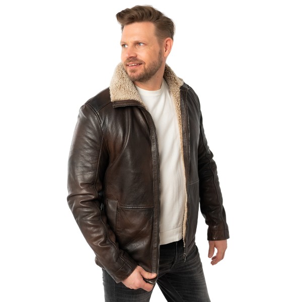 Geaca de Iarna Imblanita din Piele Barbati Mauritius Maro Antic MMNuuko Geaca de Iarna Imblanita din Piele Barbati Mauritius Maro Antic MMNuuko
