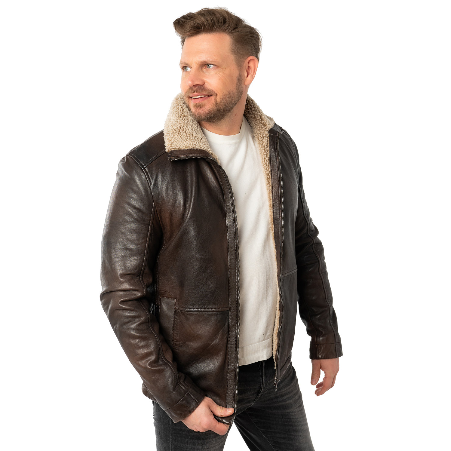 Geaca de Iarna Imblanita din Piele Barbati Mauritius Maro Antic MMNuuko – STOC