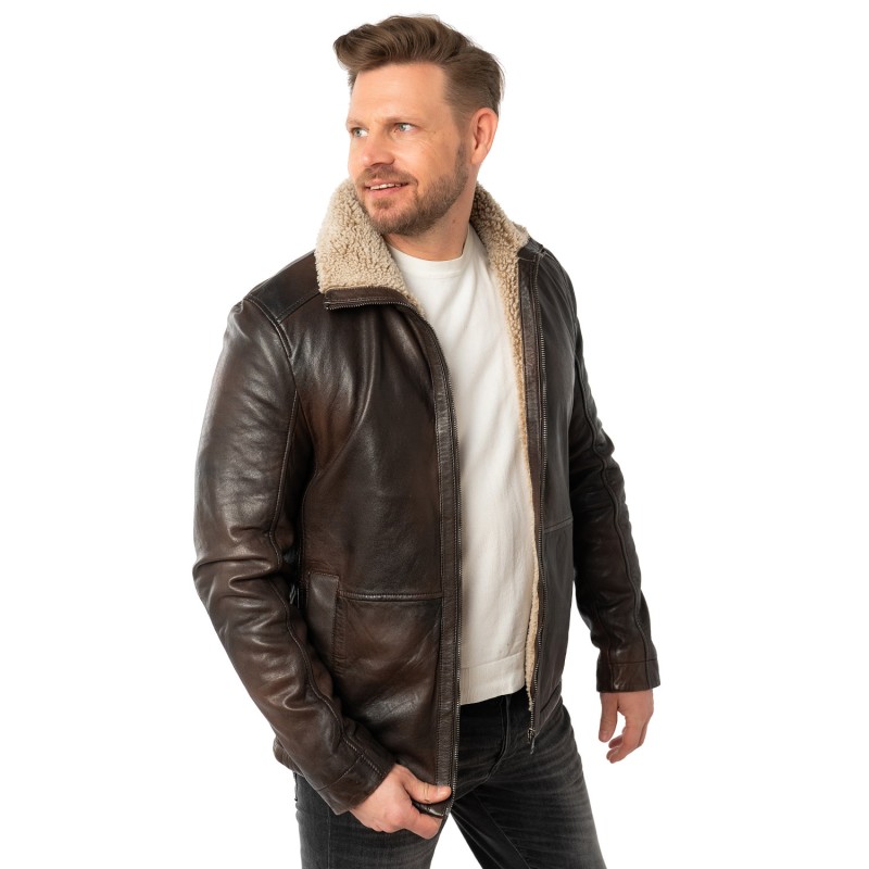 Geaca de Iarna Imblanita din Piele Barbati Mauritius Maro Antic MMNuuko – STOC