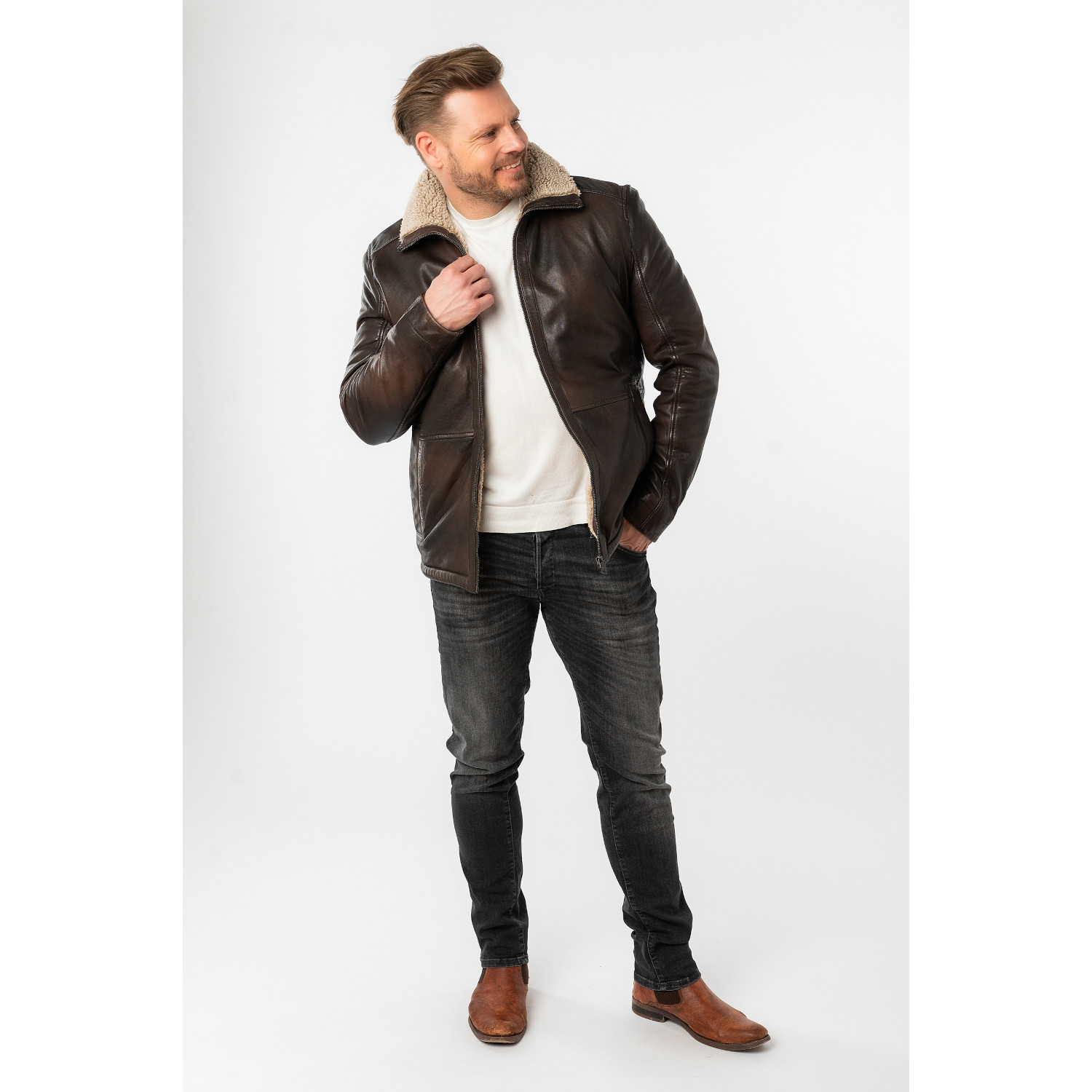 Geaca de Iarna Imblanita din Piele Barbati Mauritius Maro Antic MMNuuko – STOC