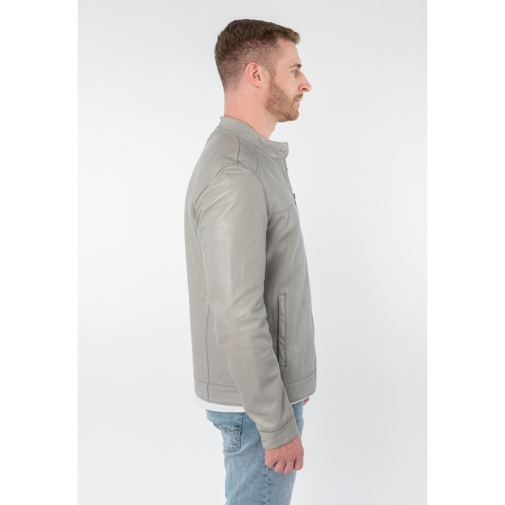 Geaca de Piele Barbati Mauritius Gri Argintiu MMOrlando