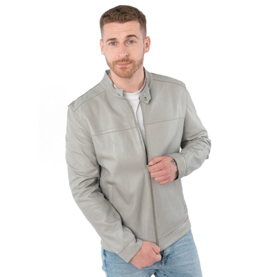 Geaca de Piele Barbati Mauritius Gri Argintiu MMOrlando