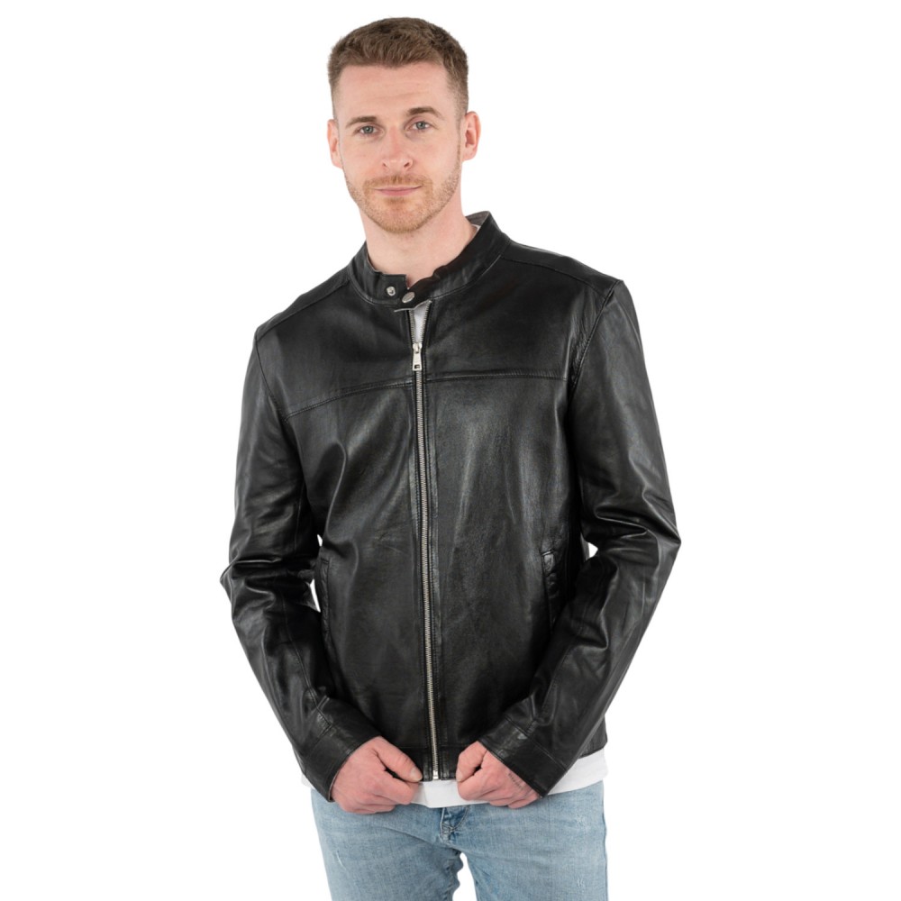 Geaca de Piele Barbati Mauritius Neagra MMOrlando