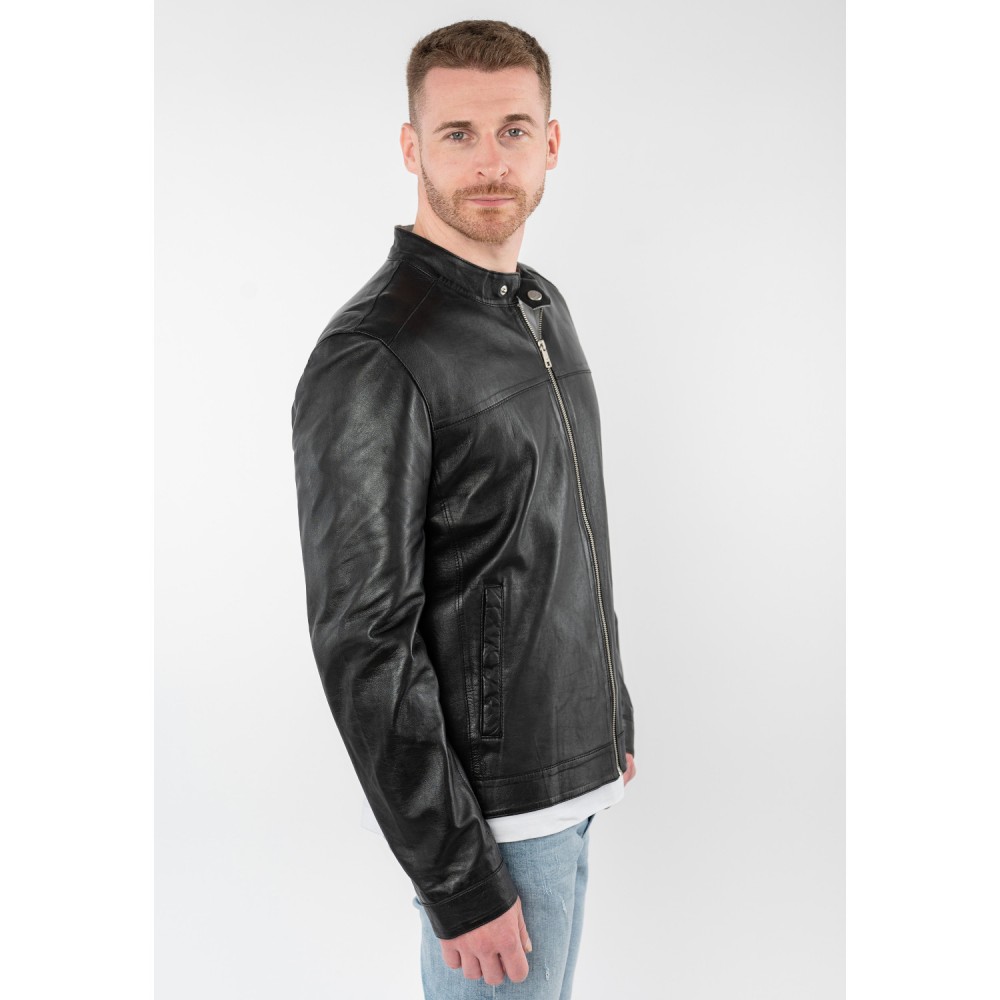 Geaca de Piele Barbati Mauritius Neagra MMOrlando