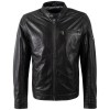Geacă de piele biker bărbați Mauritius MMOrvay neagră cu umeri matlasați și fermoare metalice