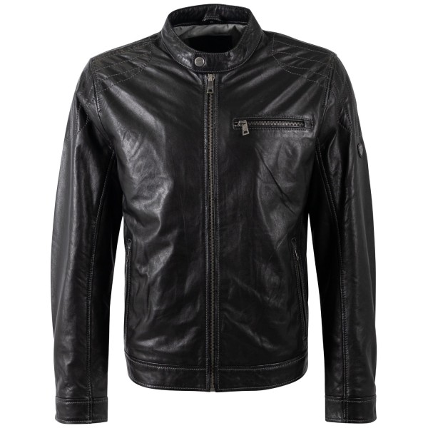 Geaca de Piele Barbati Mauritius Neagra MMOrvay