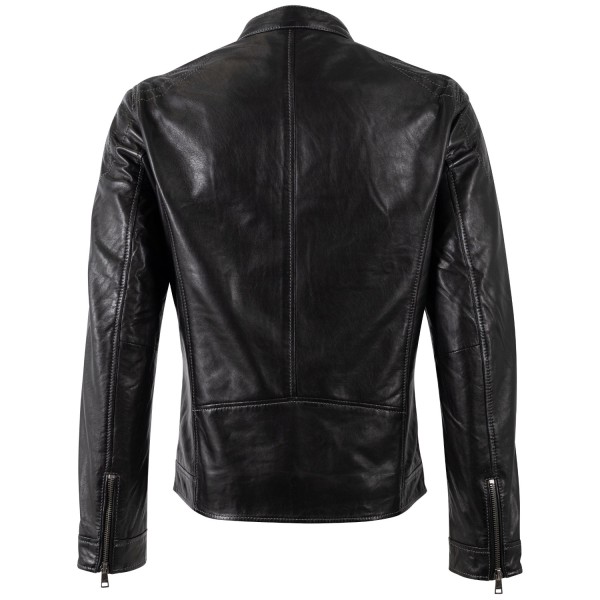 Geaca de Piele Barbati Mauritius Neagra MMOrvay