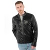 Geacă de piele biker bărbați Mauritius MMOrvay neagră cu umeri matlasați și fermoare metalice