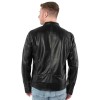 Geacă de piele biker bărbați Mauritius MMOrvay neagră cu umeri matlasați și fermoare metalice
