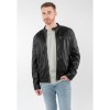 Geacă de piele biker bărbați Mauritius MMOrvay neagră cu umeri matlasați și fermoare metalice