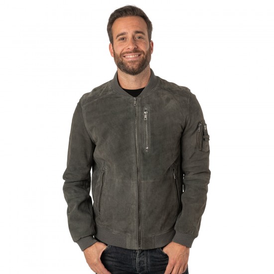 Geaca de Piele Barbati Mauritius Gri MMPalermo