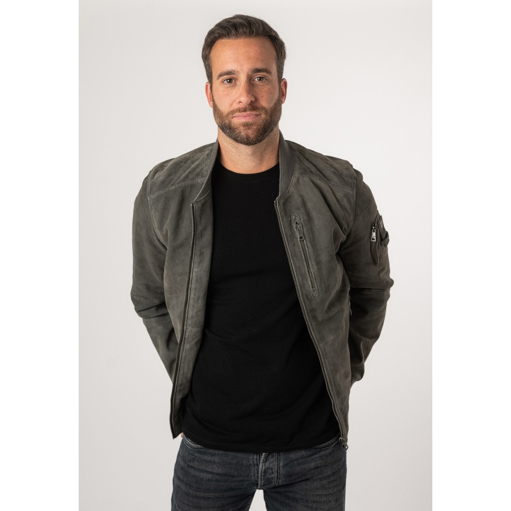 Geaca de Piele Barbati Mauritius Gri MMPalermo - readytowear