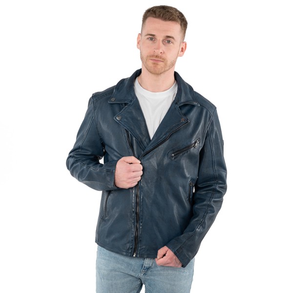 Geaca de Piele Barbati Mauritius Albastru Inchis MMParan