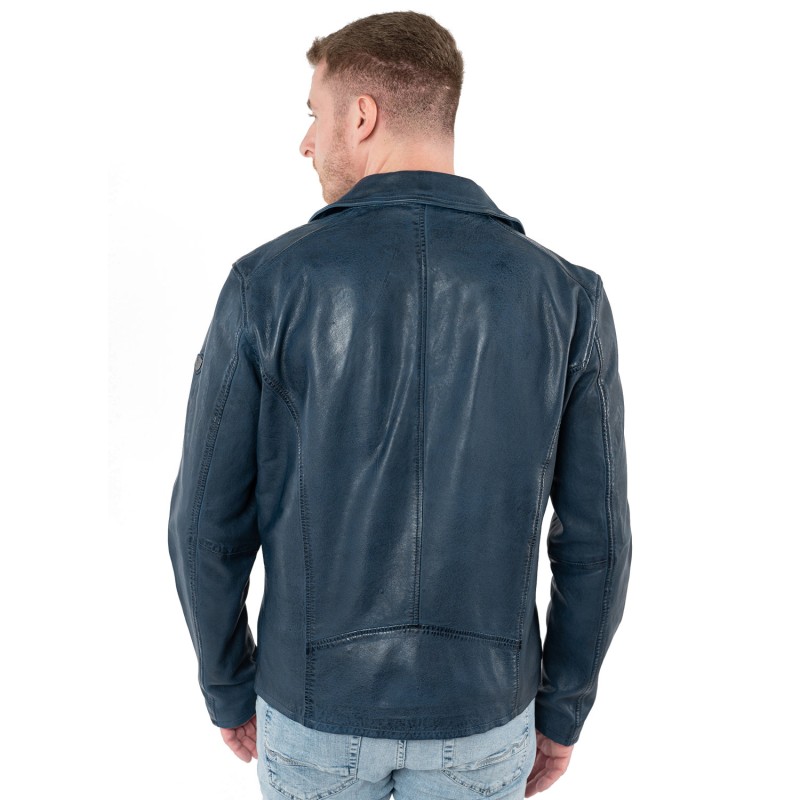 Geaca de Piele Barbati Mauritius Albastru Inchis MMParan