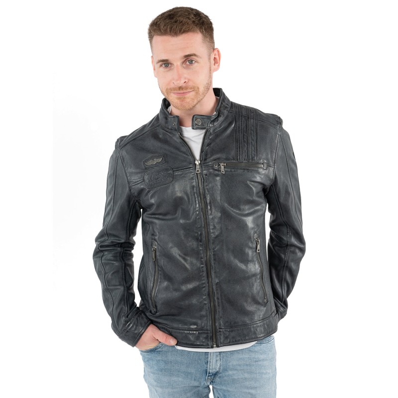 Geaca de Piele Barbati Mauritius Antracit MMPietar – Geci de Piele