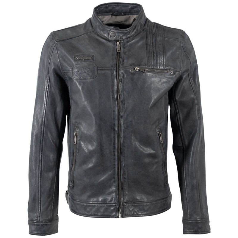 Geaca de Piele Barbati Mauritius Antracit MMPietar – Geci de Piele