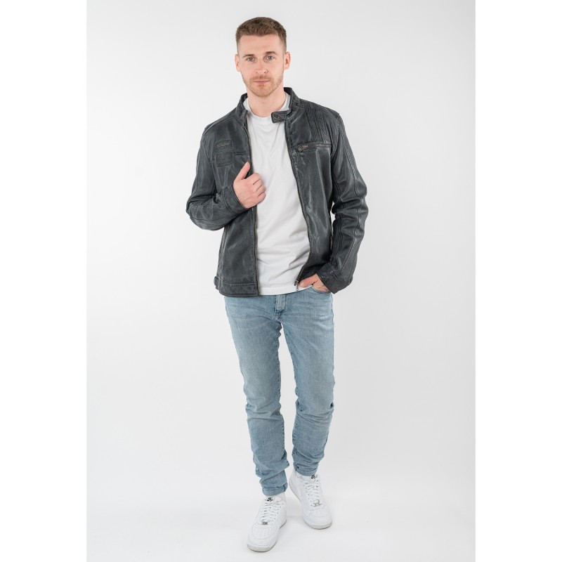 Geaca de Piele Barbati Mauritius Antracit MMPietar – Geci de Piele