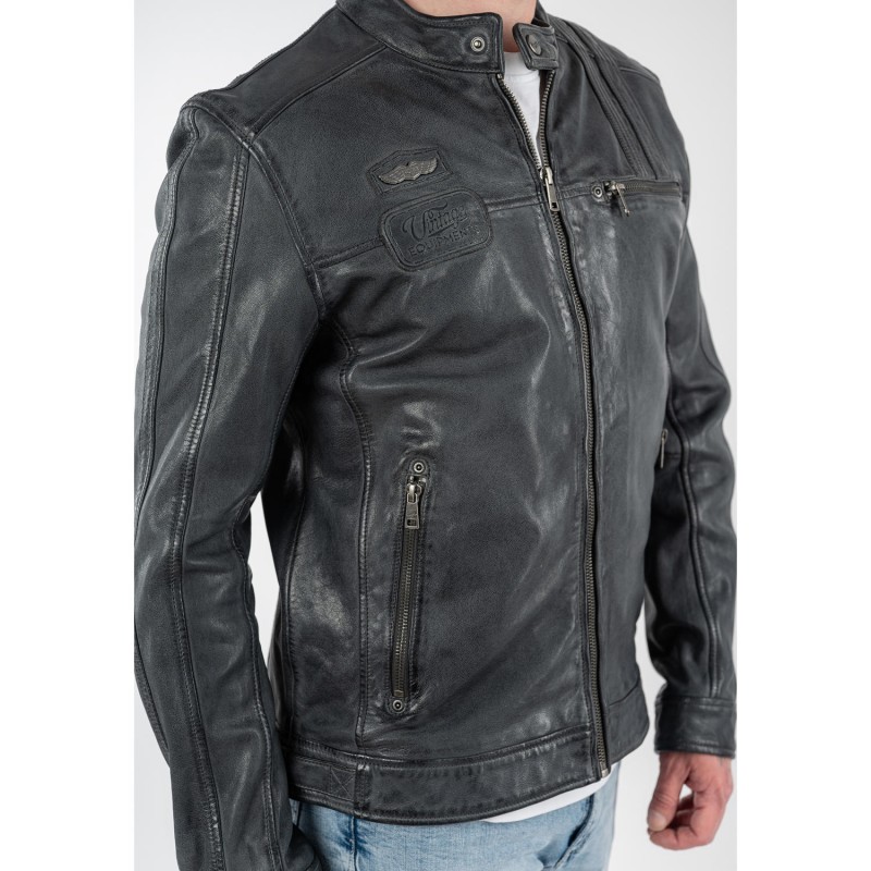 Geaca de Piele Barbati Mauritius Antracit MMPietar – Geci de Piele