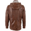Geacă lungă de piele pentru bărbați Mauritius MMPokhey whiskey cu glugă detașabilă