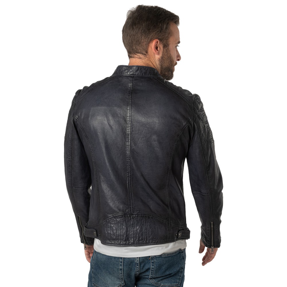 Geaca de Piele Barbati Mauritius Bleumarin Vintage MMReeser - readytowear