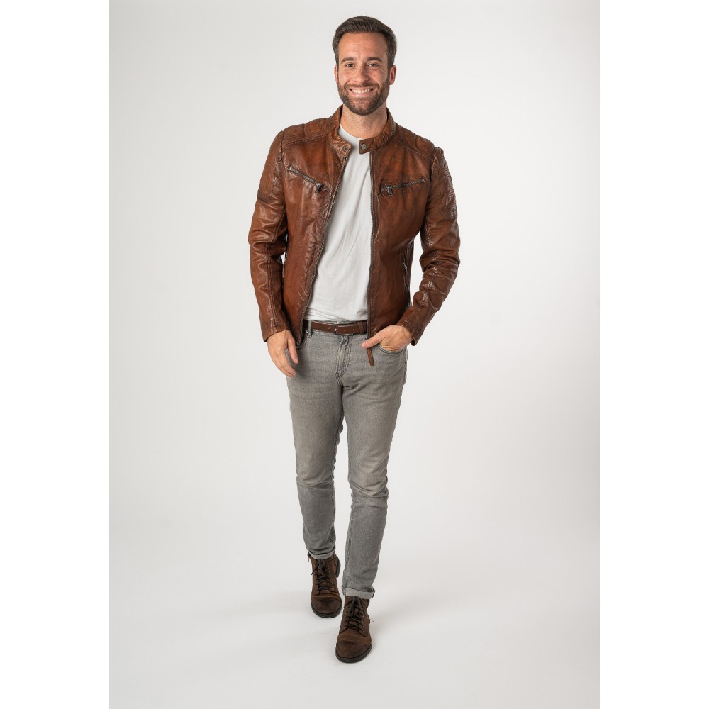 Geaca de Piele Barbati Mauritius Coniac MMReeser - readytowear