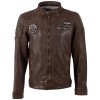 Geacă de piele pentru bărbați Mauritius MMRiverto whiskey Regular Fit stil racer