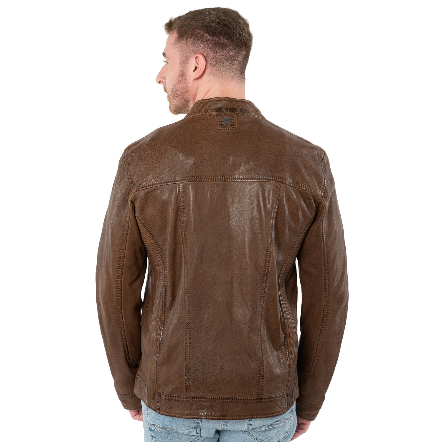 Geacă de piele maro prăfuit bărbați Mauritius MMRoley stil biker