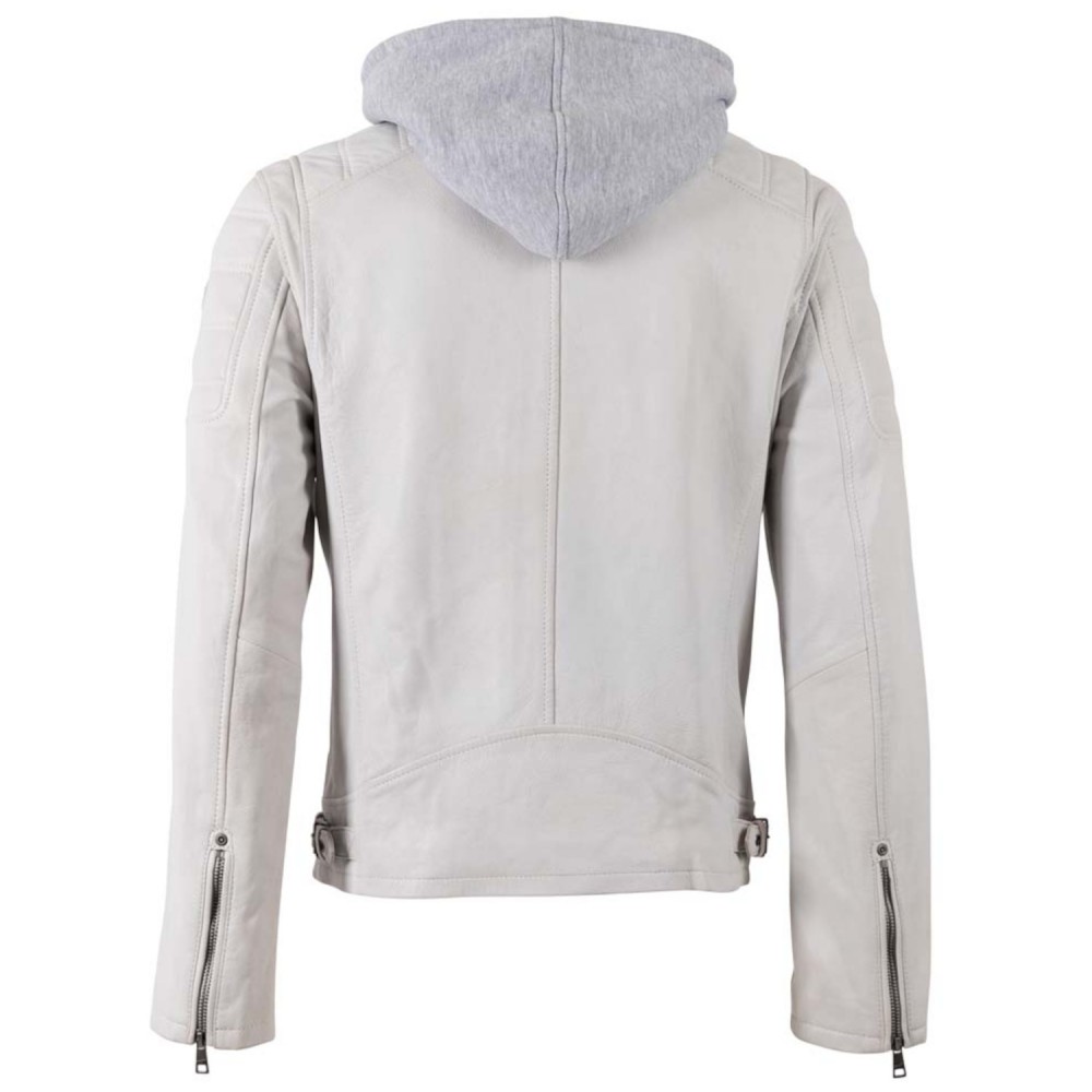 Geaca de Piele Barbati Mauritius Alb Murdar MMRylo - readytowear