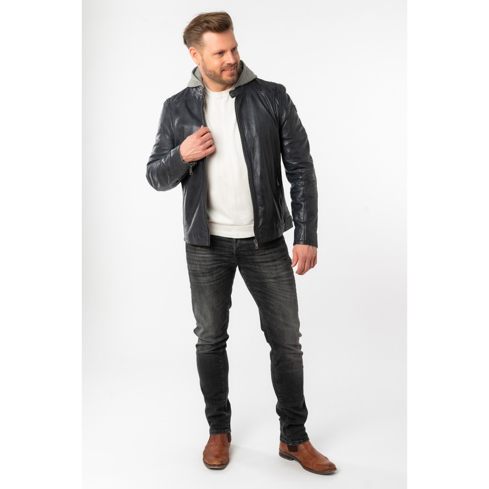 Geaca de Piele Barbati Mauritius Bleumarin Inchis MMRylo - readytowear