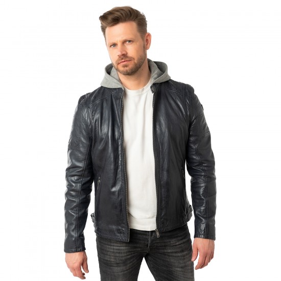 Geaca de Piele Barbati Mauritius Bleumarin Inchis MMRylo