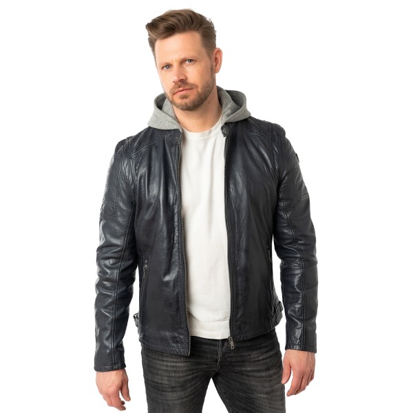 Geaca de Piele Barbati Mauritius Bleumarin Inchis MMRylo