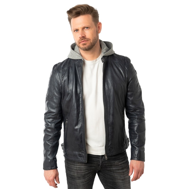 Geaca de Piele Barbati Mauritius Bleumarin Inchis MMRylo – Geci de Piele