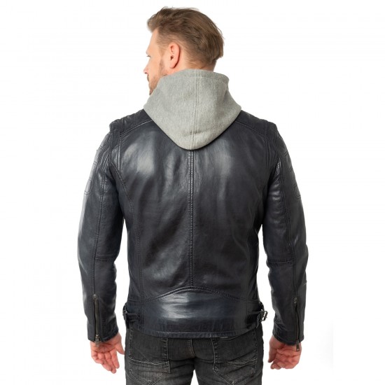 Geaca de Piele Barbati Mauritius Bleumarin Inchis MMRylo