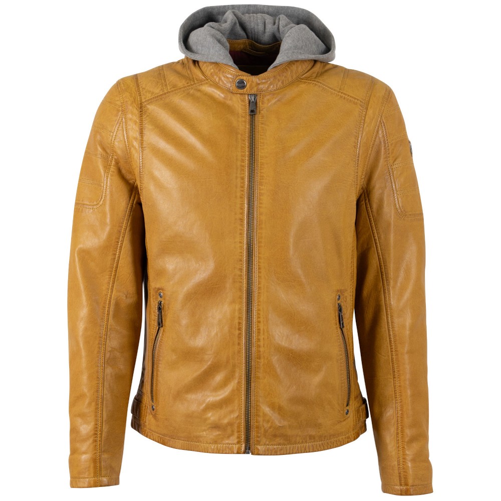 Geaca de Piele Barbati Mauritius Galben Inchis MMRylo - readytowear