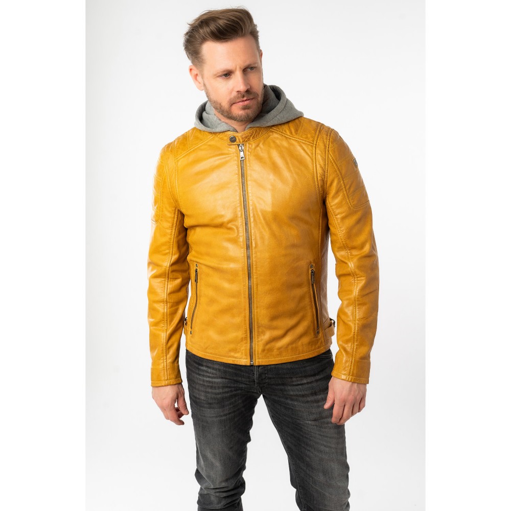 Geaca de Piele Barbati Mauritius Galben Inchis MMRylo - readytowear