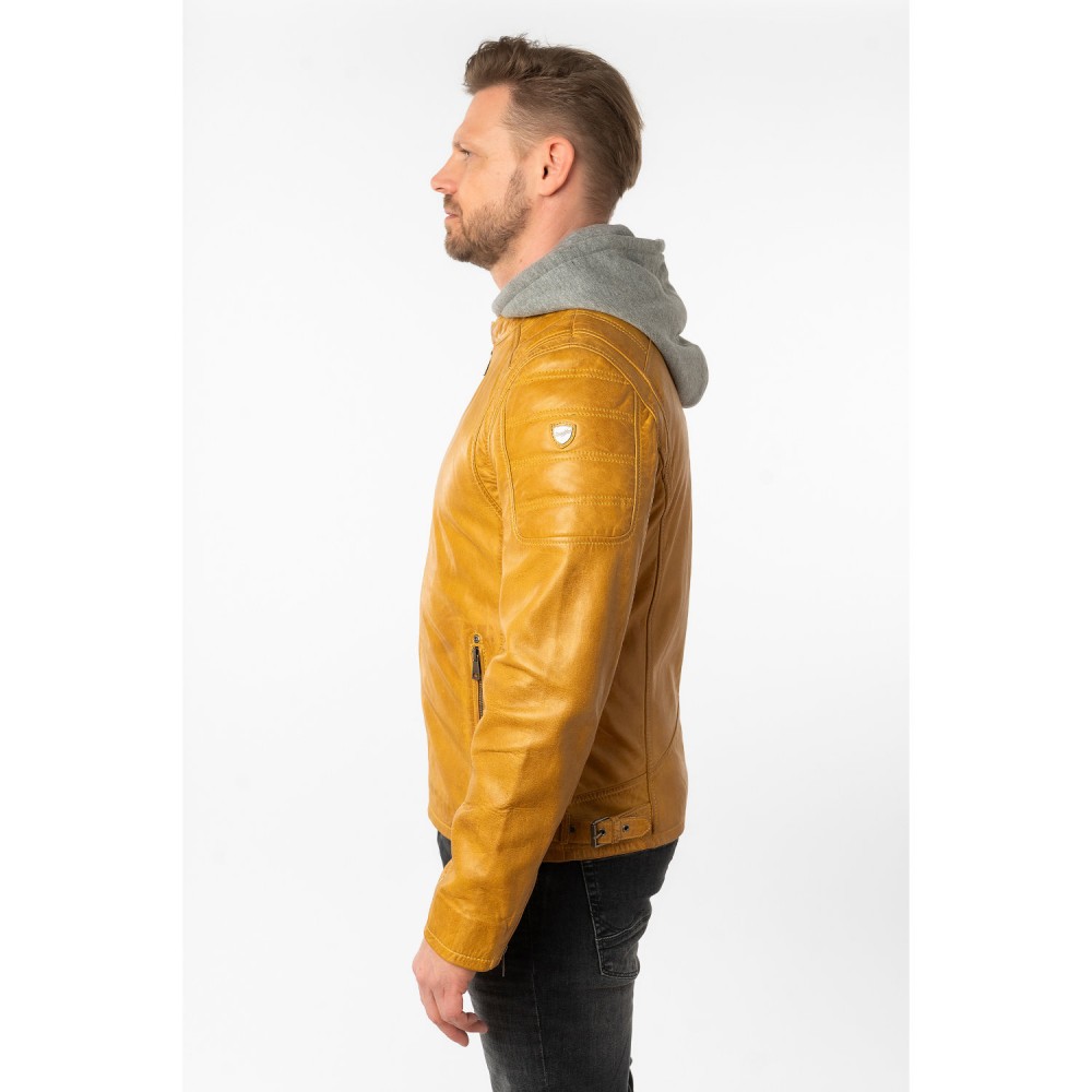 Geaca de Piele Barbati Mauritius Galben Inchis MMRylo - readytowear