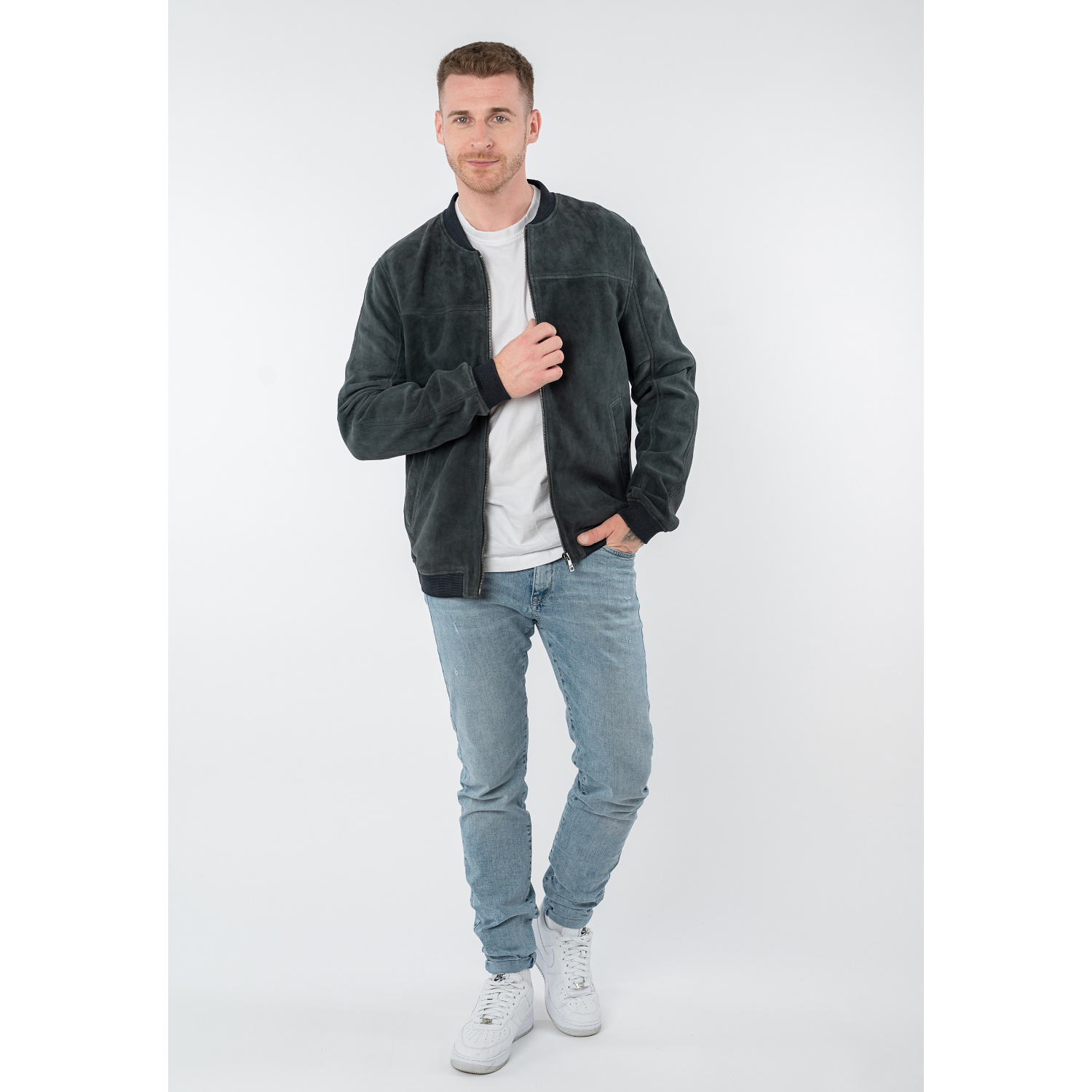 Geaca de Piele Barbati Mauritius Bleumarin MMSahol – Geci de Piele