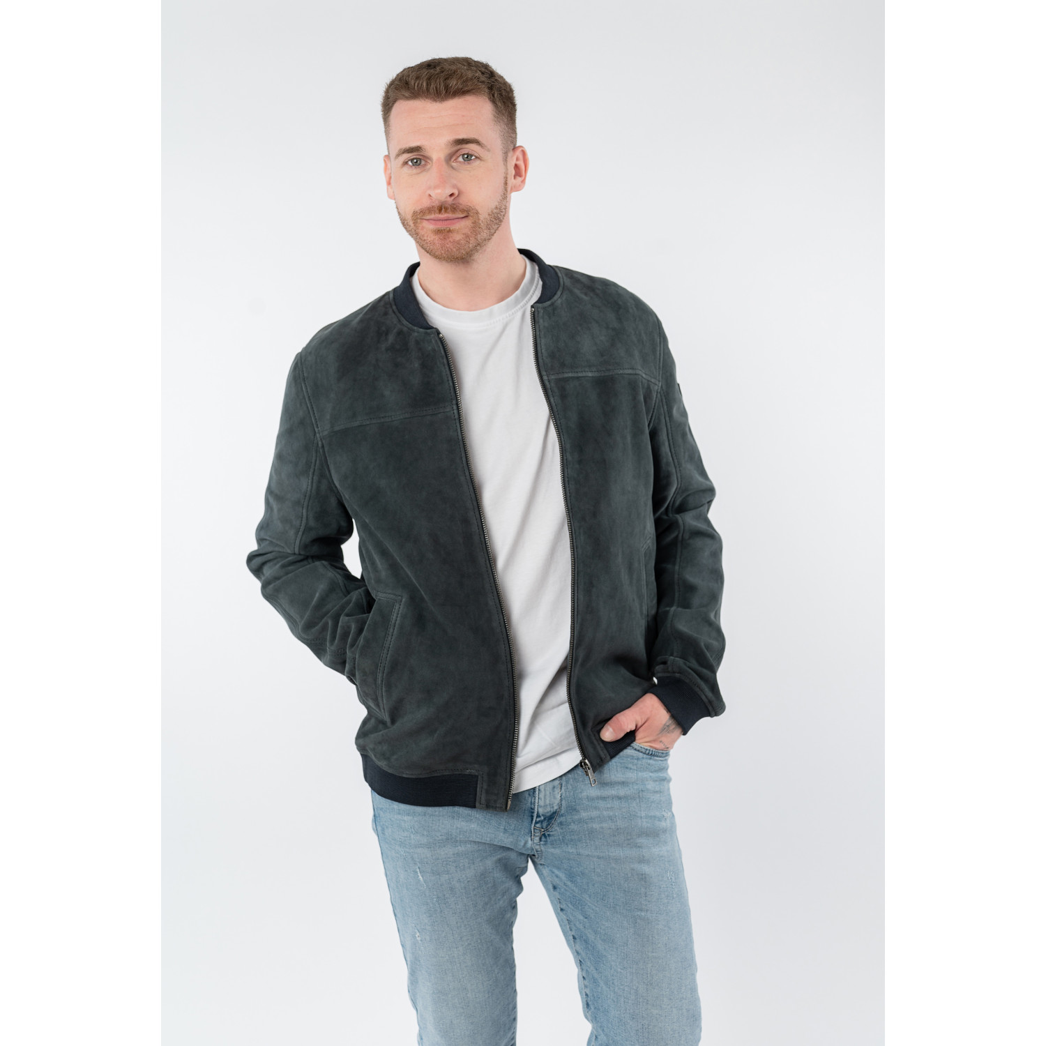 Geaca de Piele Barbati Mauritius Bleumarin MMSahol – Geci de Piele