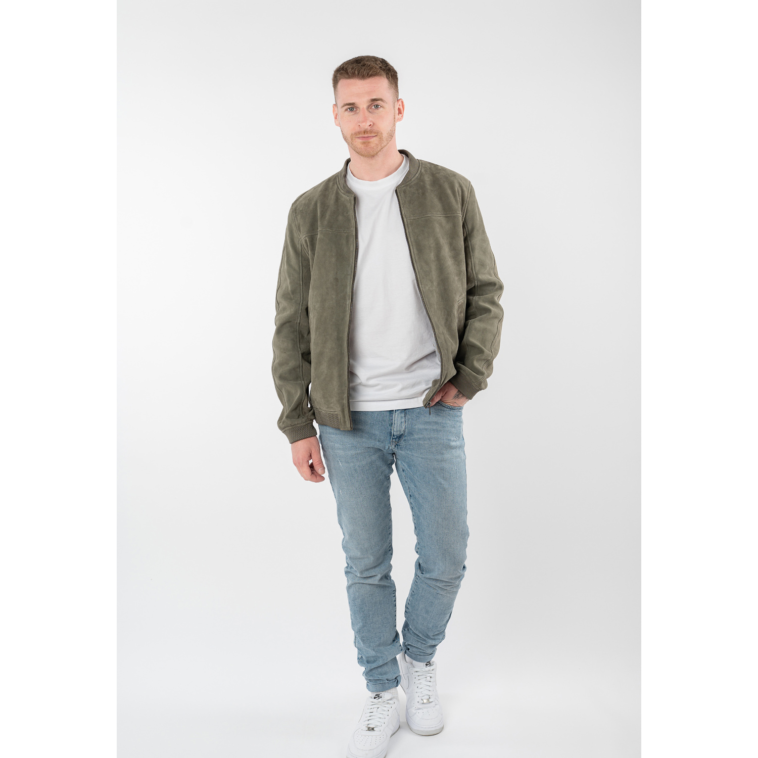 Geaca de Piele Barbati Mauritius Olive Deschis MMSahol – Geci de Piele